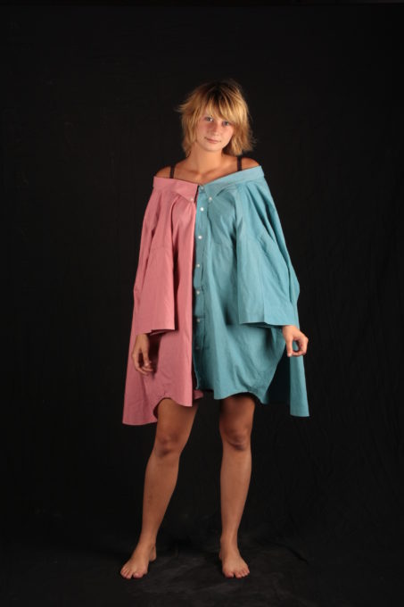 Robe angélique rose et bleu chemises transformer 