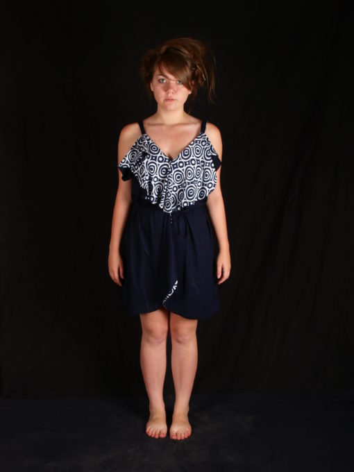 Robe bleu volants imprimées